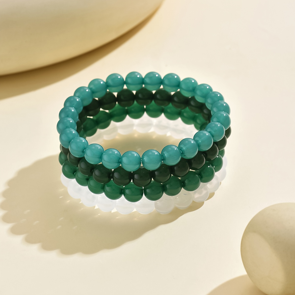 4pcs Gradient Bead Elastic Bracelet Set for Women